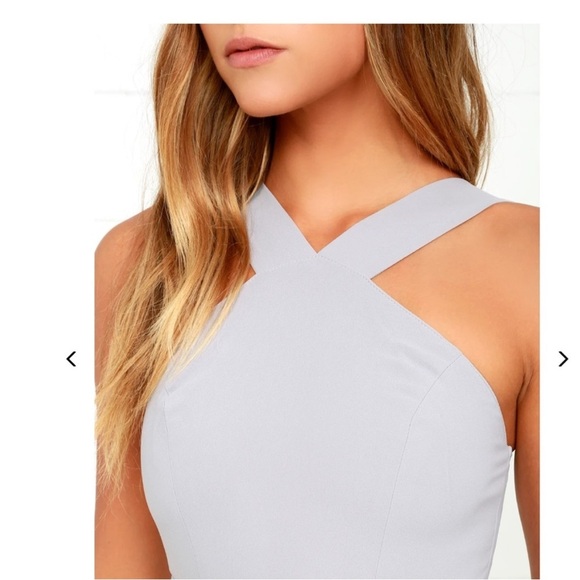 Lulu's Gray Forevermore Halter A-Line Dress - Picture 3 of 11